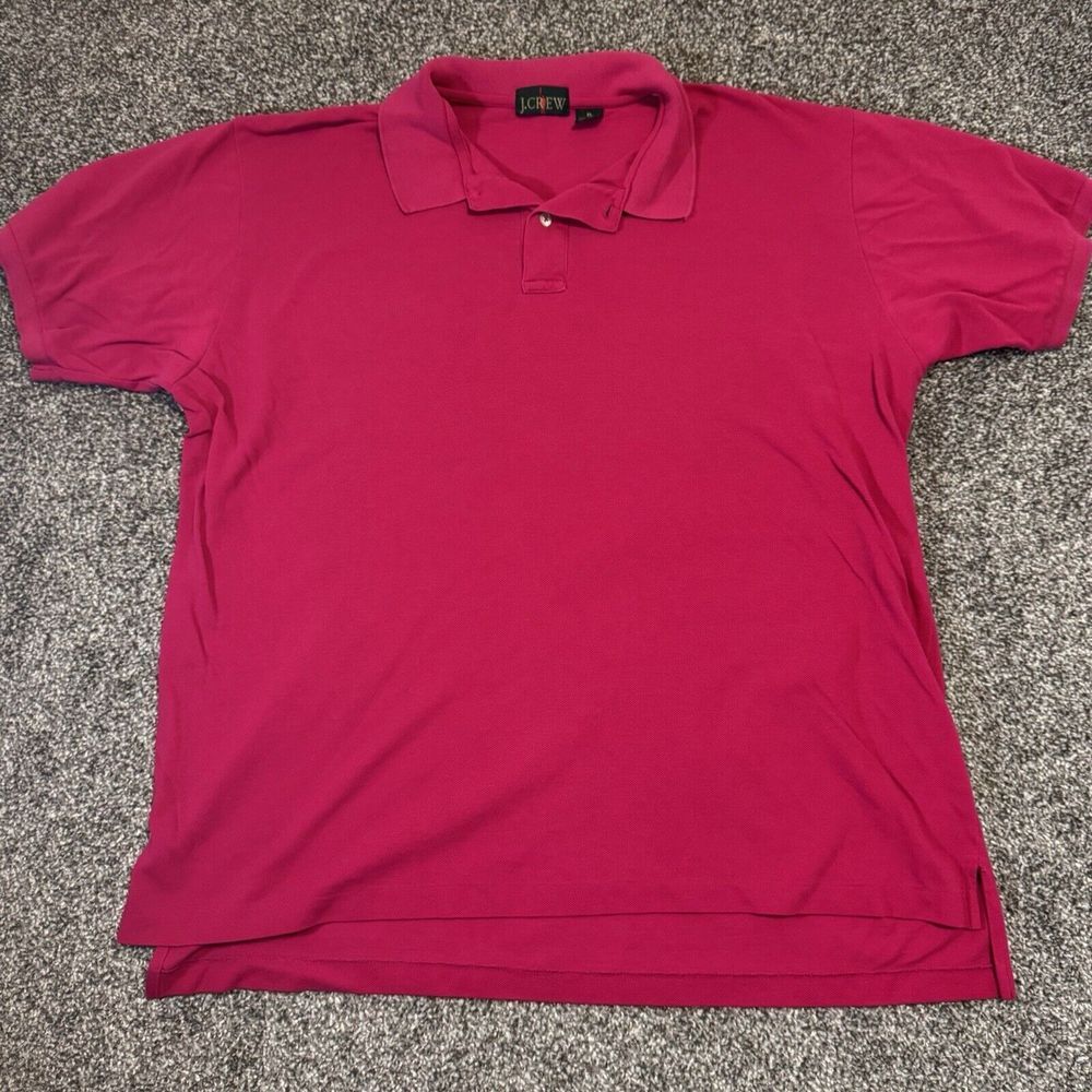 J.CREW Oarsman Polo Shirt Men‎ XL Pink/Red Short Sleeve Preppy Casual
